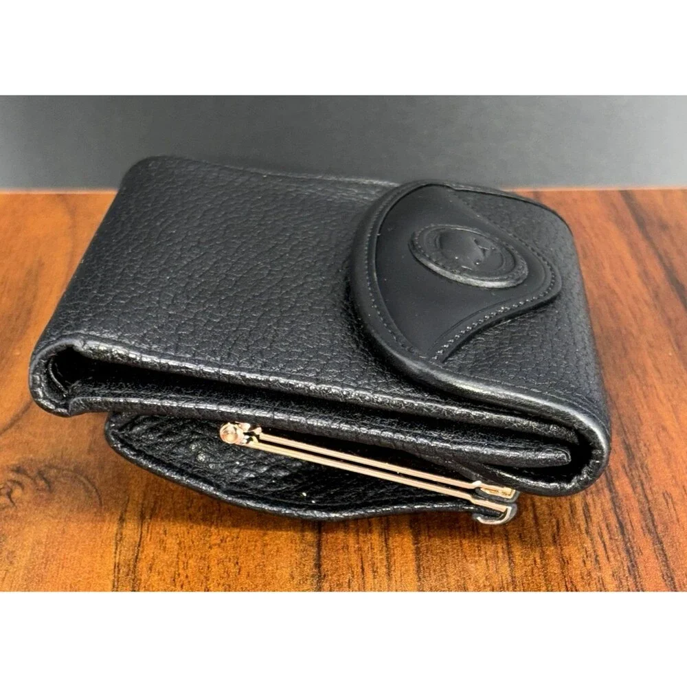 Vintage Dooney & Bourke Wallet Womens Black Leather Bifold Coin Purse Made USA